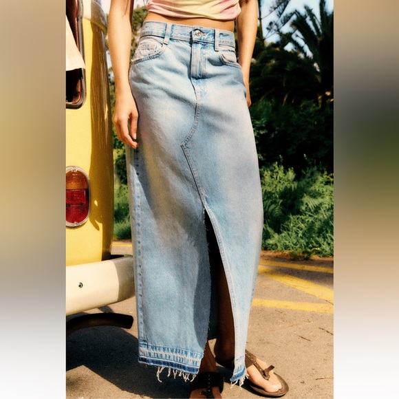ZARA BLOGGERS FAV TRF LONG DENIM SKIRT - Picture 5 of 14